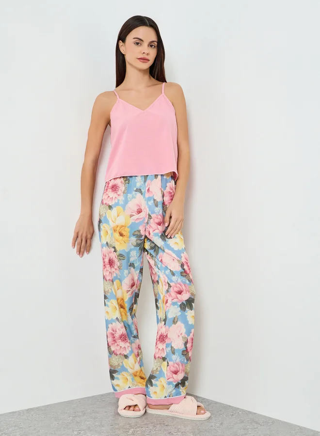 Take Two pink Women Cami Top and Floral Printed Pyjama Set for Women | Best Price UAE